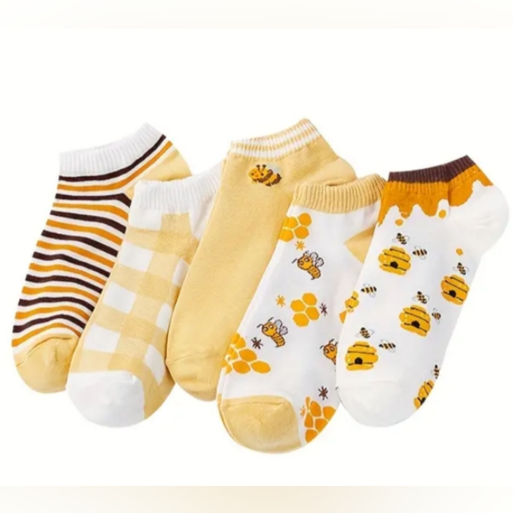 NWT 5 Pairs Bee Print Women's sOcks